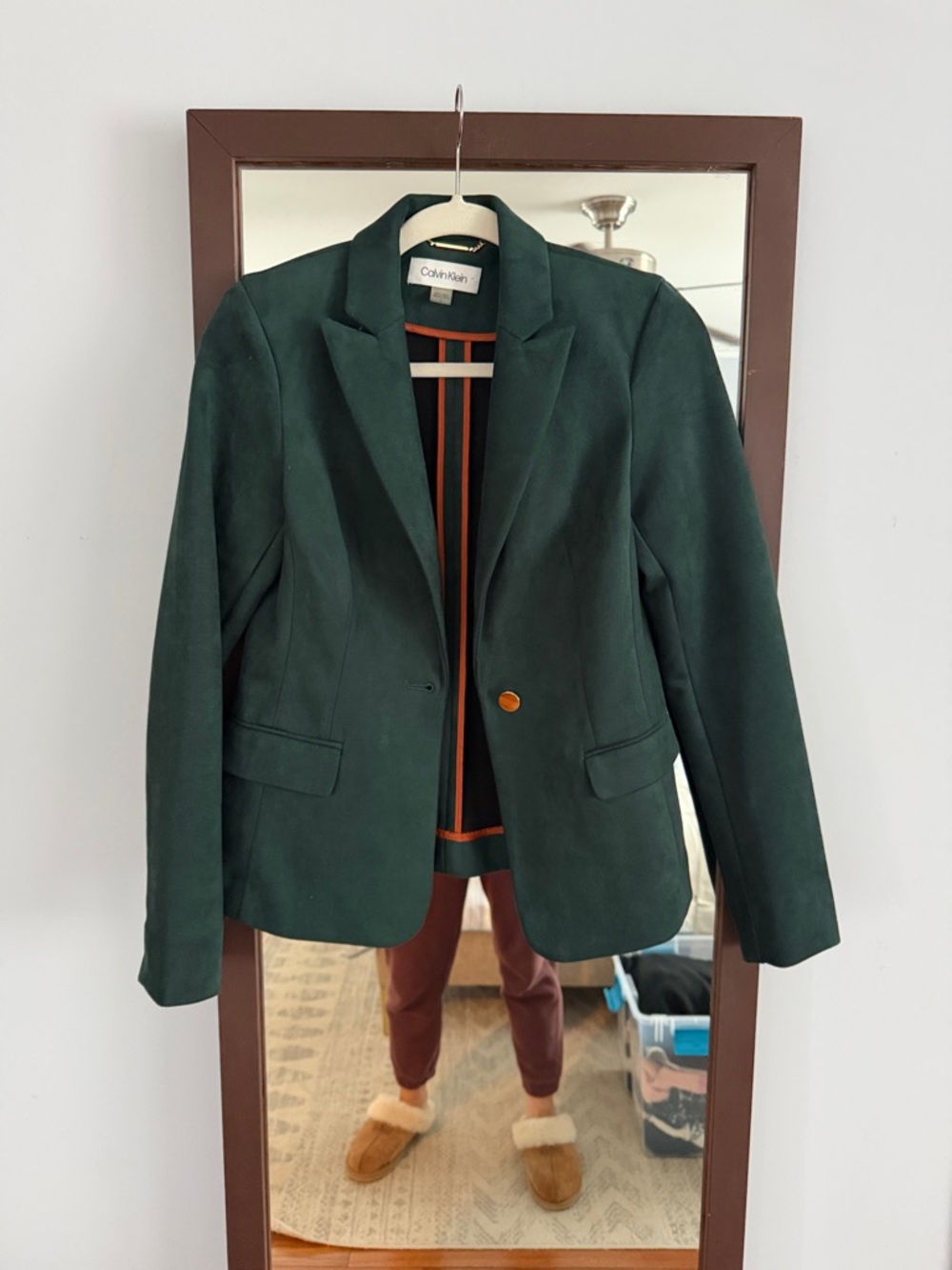 Emerald green suede Calvin Klein blazer
